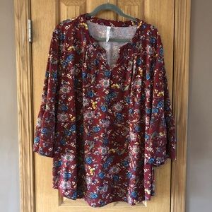 NY Collection Double Ruffle Sleeve Blouse